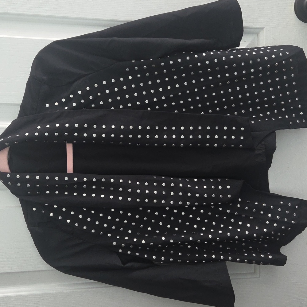 Rock & Republic Black Studded Blazer 3/4 Sleeves Sz 2